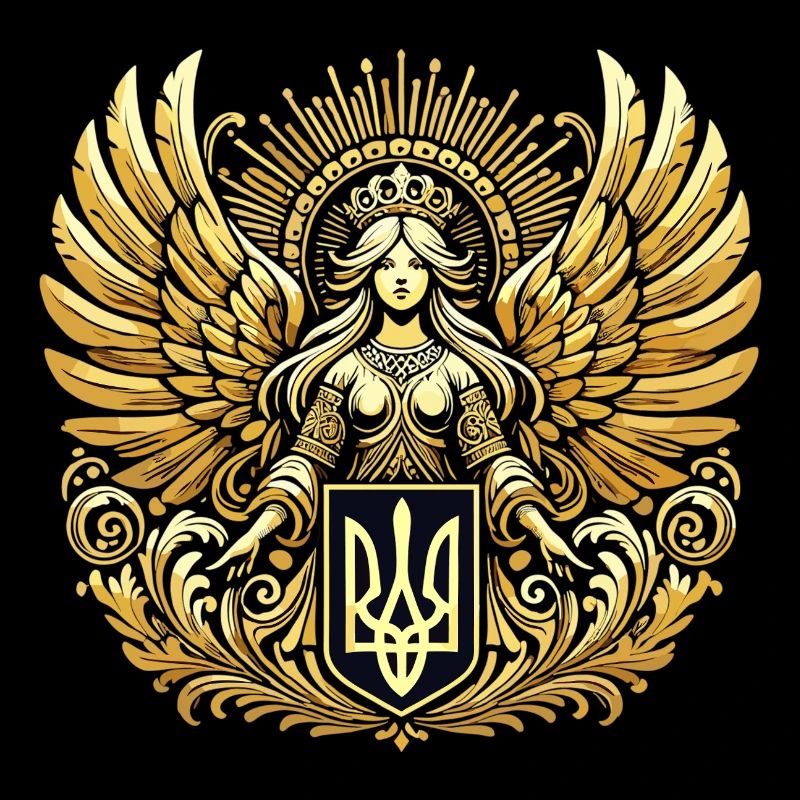 Ukraine Wappen Schutzengel Gold Geschenk