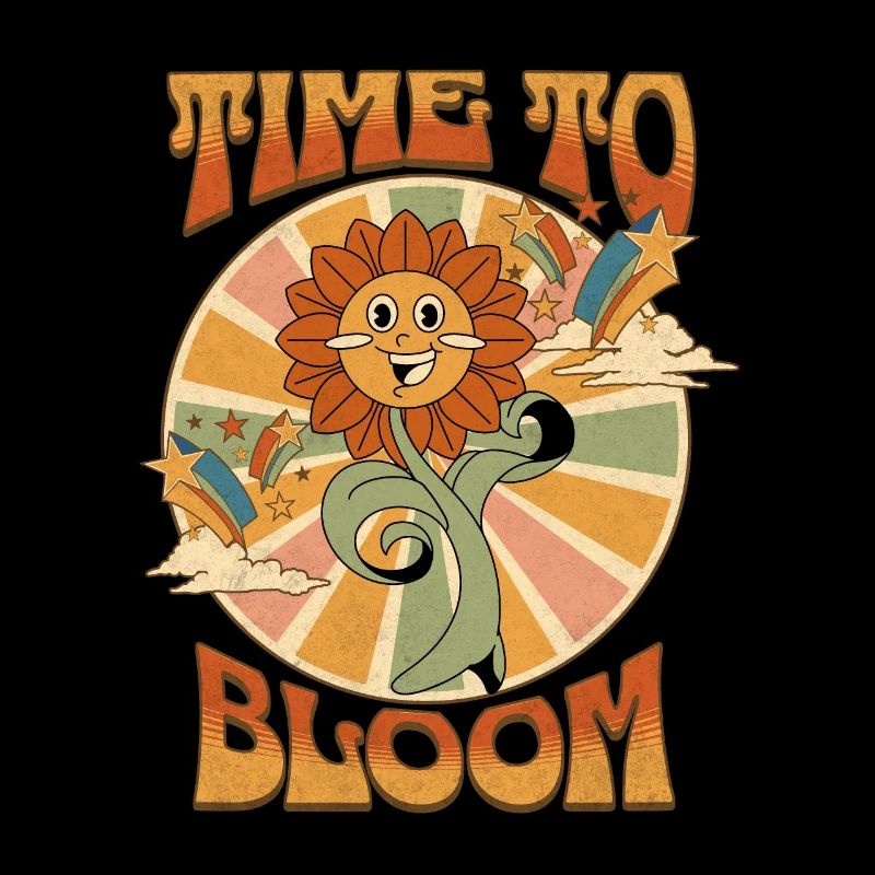 TIME TO BLOOM Retro Flower Mascot