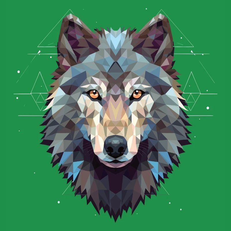 Geometric Wolf Head Polygonal