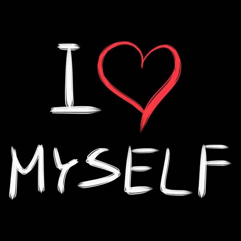 I Love Myself Heart Text