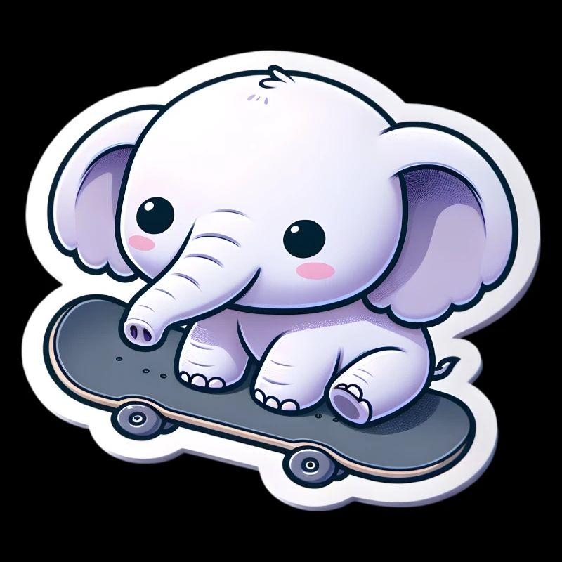 Mignon bébé éléphant avec planche à roulettes Maman éléphant
