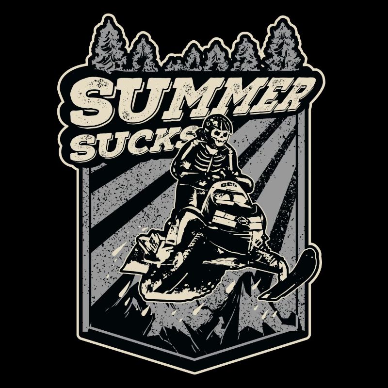 Summer Sucks Snowmobile Skeleton Snowmobiling