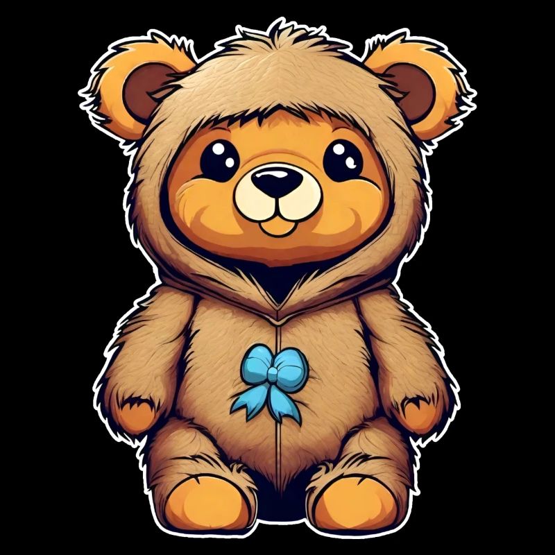 Ours en peluche mignon avec noeud bleu