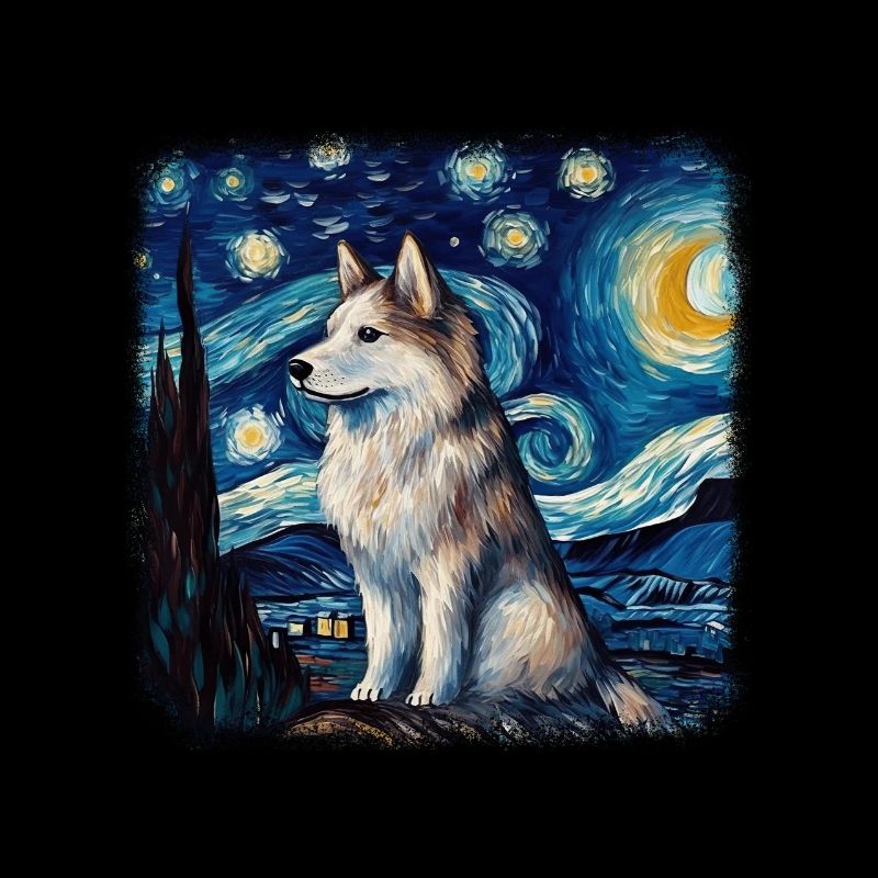 Alaskan Malamute Van gogh starry night
