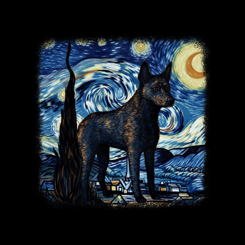 Australian Kelpie Van gogh starry night