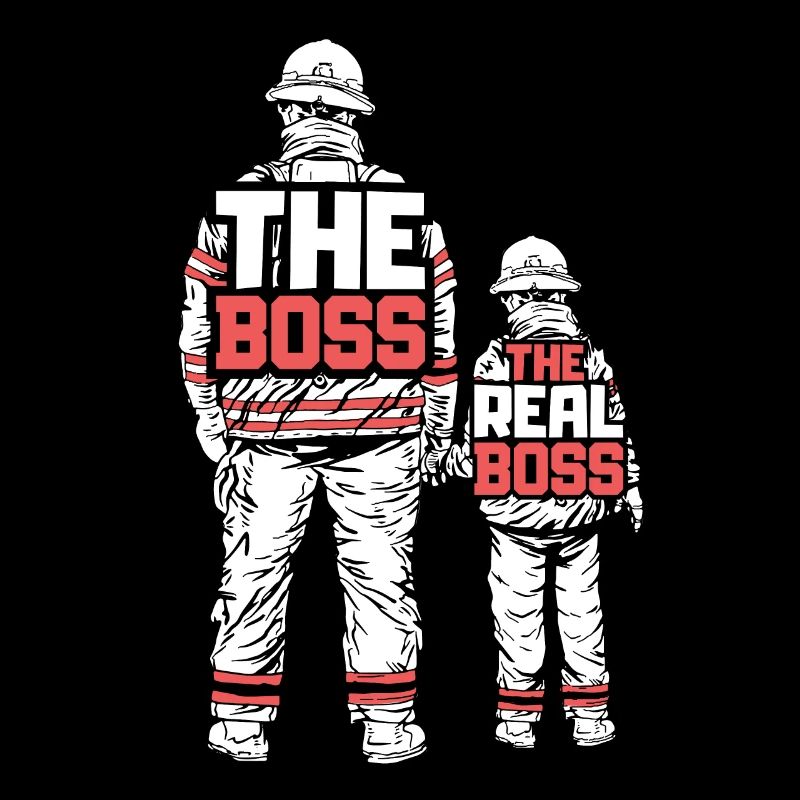 Fire brigade father son partner look