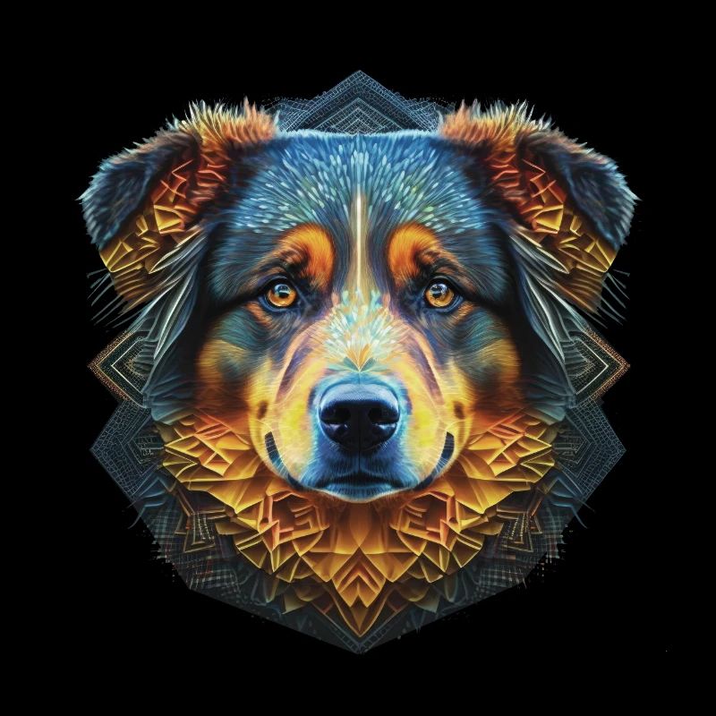 Farbenfrohes Hovawart Berner Kopf Artwork