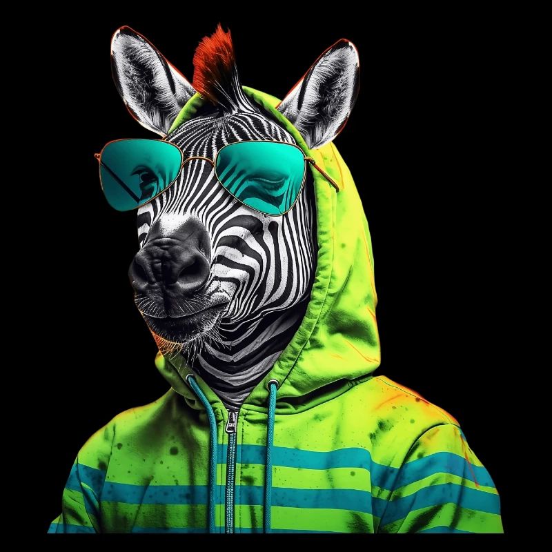 Zebra mit Sonnenbrille Bunt Coole Zebras Afrika