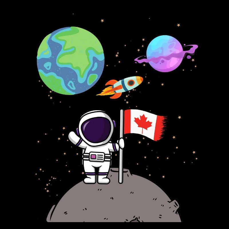 Astronaute du drapeau de Planet Canada Sur la Lune