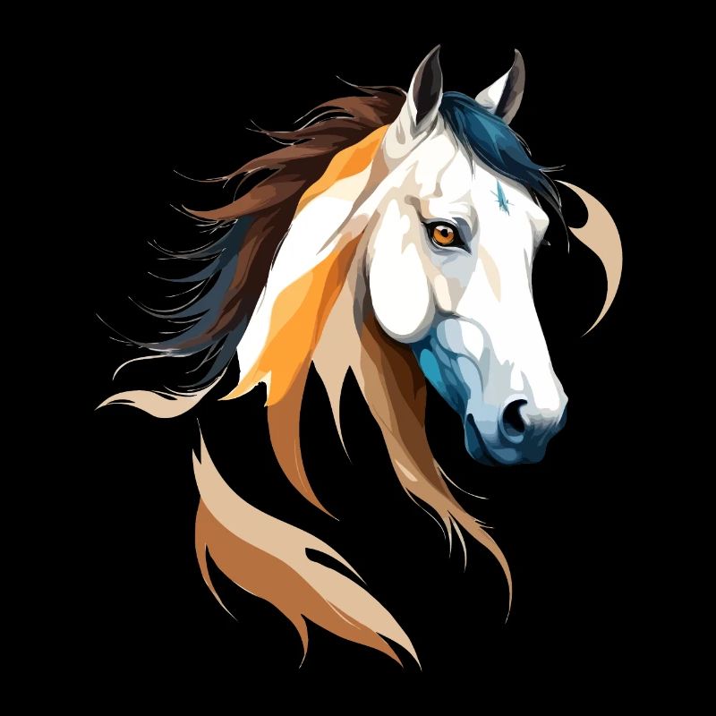 Pferd Vektor Kunst mit lebendiger Farbillustration