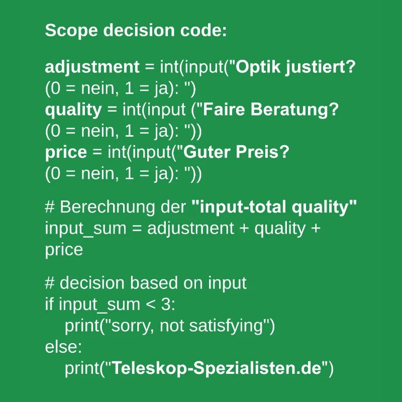 Astronomy Scope Decision Code Telescope
