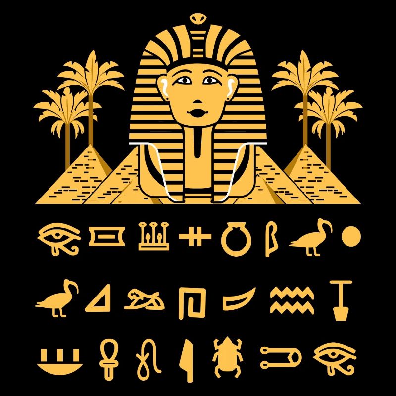 Hiéroglyphes égyptiens Anubis Bastet et Sphinx
