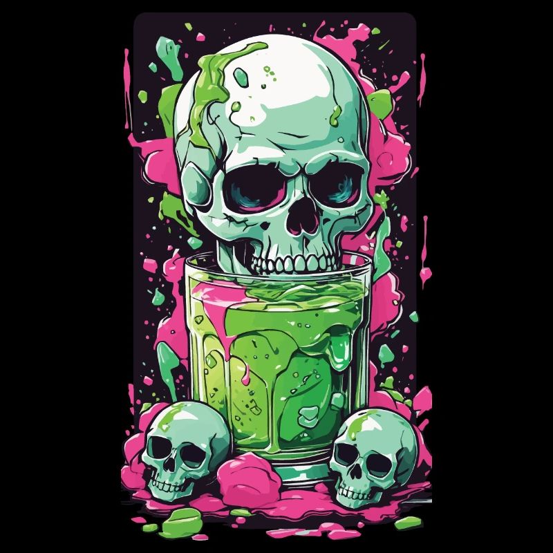 Gothic Skull Weirdcore Gift Illustration