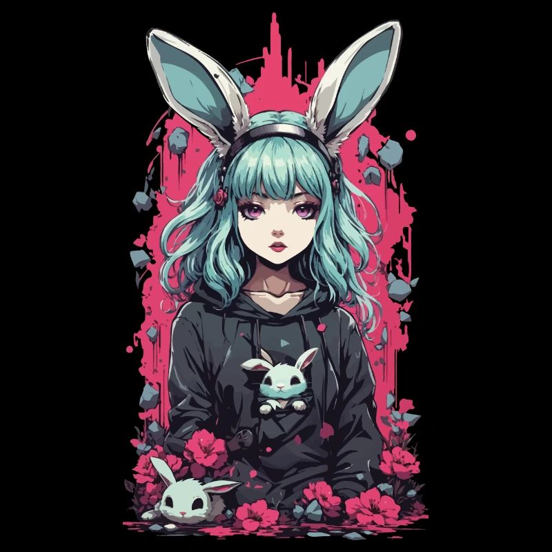 Kawaii Goth Anime Bunny Dark Magic Aesthetic
