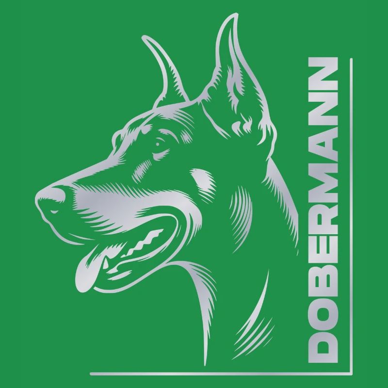 Doberman Pinscher, Dog Head, Silver Drawing
