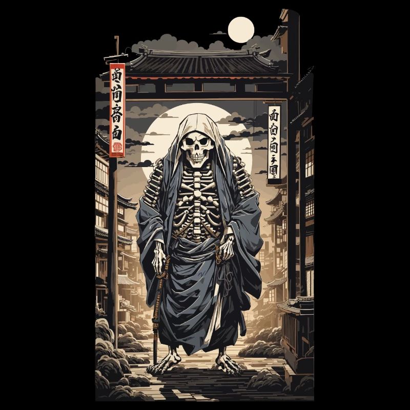 Japan Yokai Skelett Geist Edo Ukiyo-E Kunst