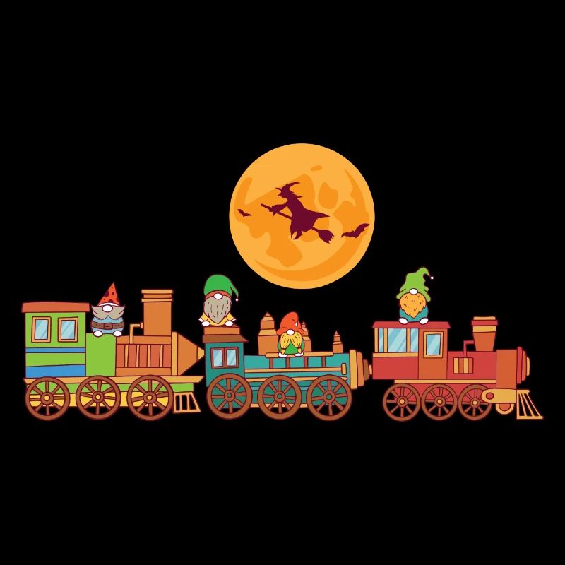 Spooky Halloween Ghost Train Gnomes Boo Trick Or