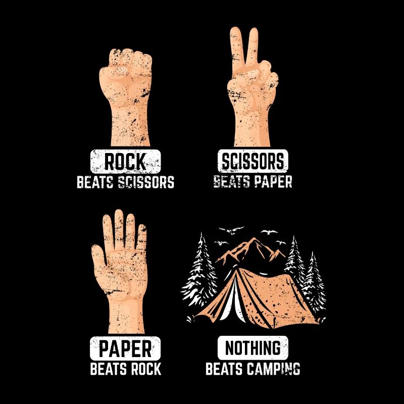 Ciseaux en papier de roche Rien ne vaut le camping Drôle Ca