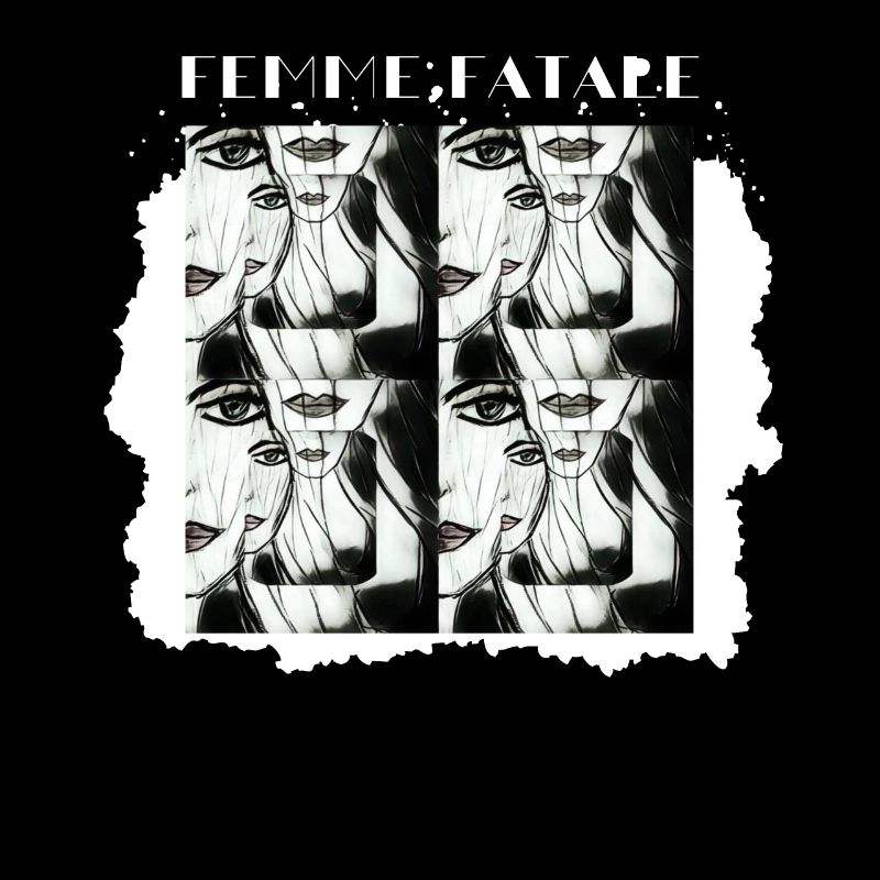 Femme fatale, ein Schwarz-Weiß-Gemälde