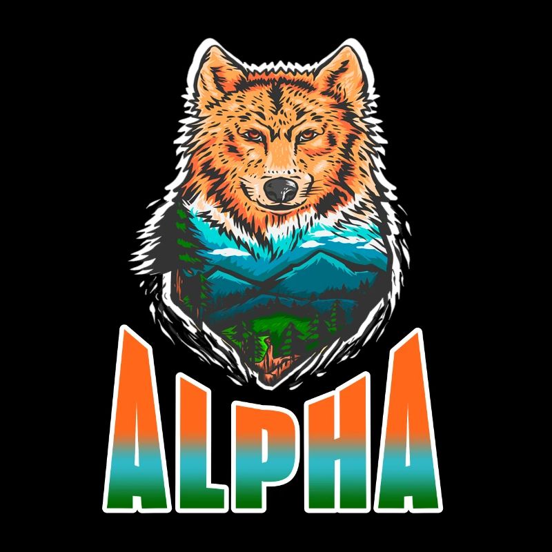 ALPHA Cool Awesome Wolf Lover T-Shirt Present Gift