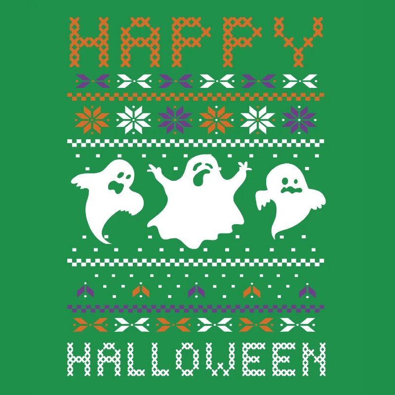 Stitch Pattern Ghost Creatures Happy Halloween