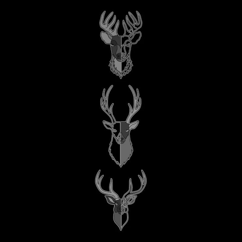 Three Grey Deer - Forest Animal Graphic Design