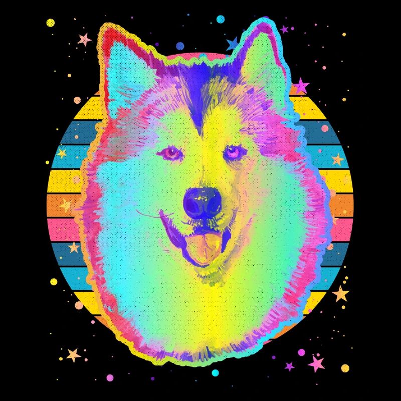 Alaskan Malamute Hund Regenbogen Space Schwarz