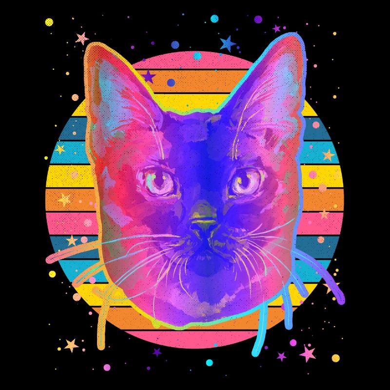 Burmesische Katze Regenbogen Space Schwarz