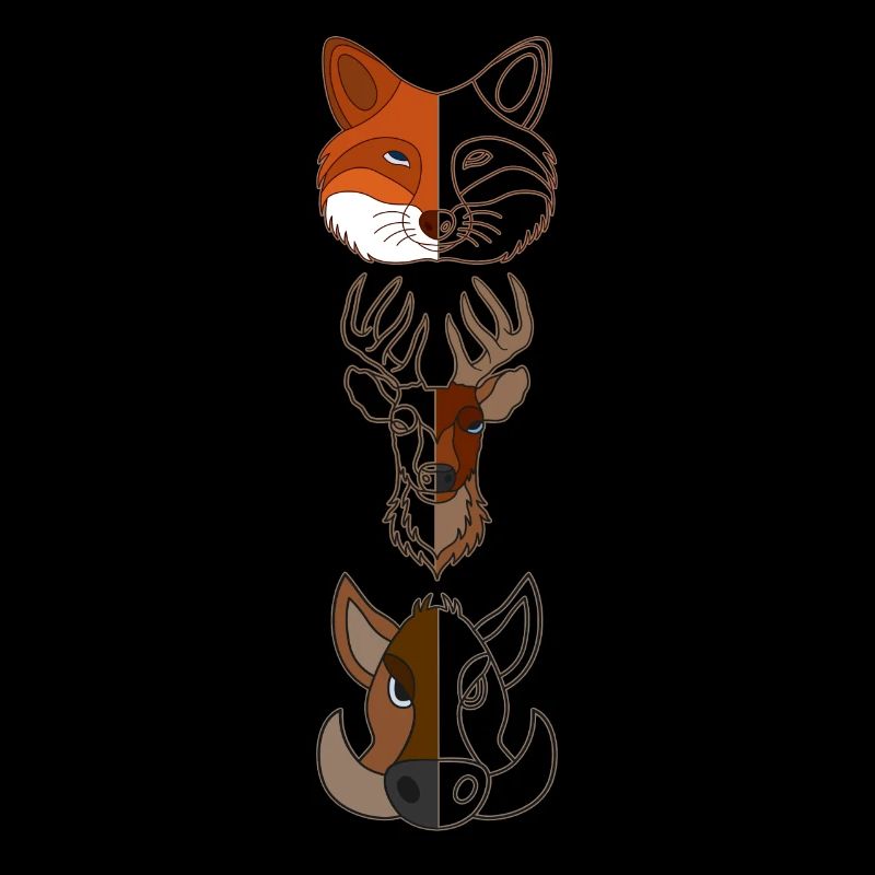 Fuchs Hirsch Wildschein Waldtier Design