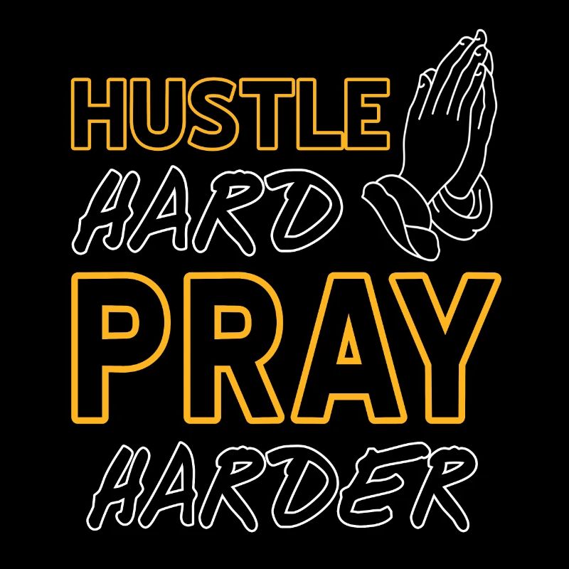 Hustle Hard Pray Harder Retro Line Art Designs