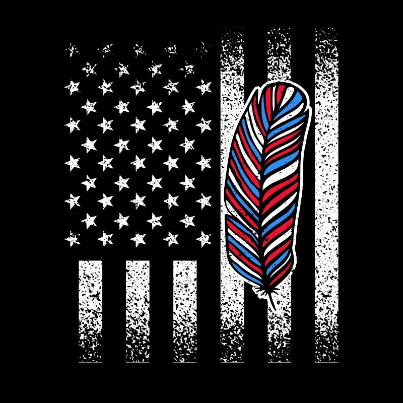 American Flag Native Tribe Feather Pride