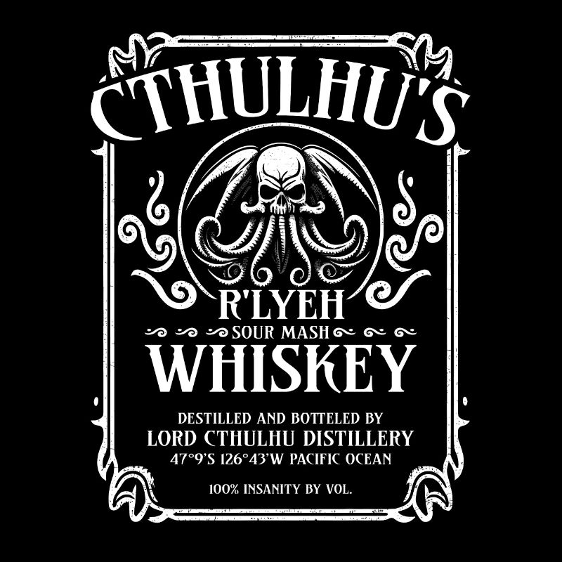 Cthulhu Whiskey Label, Funny Cosmic Horror Cthulhu