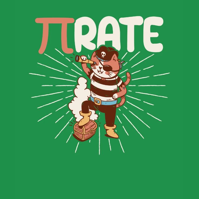 Funny Pi Day Math Science Cat Pirate