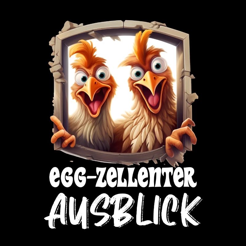 egg-zellenter Ausblick lustige Hühner Spruch Bauer