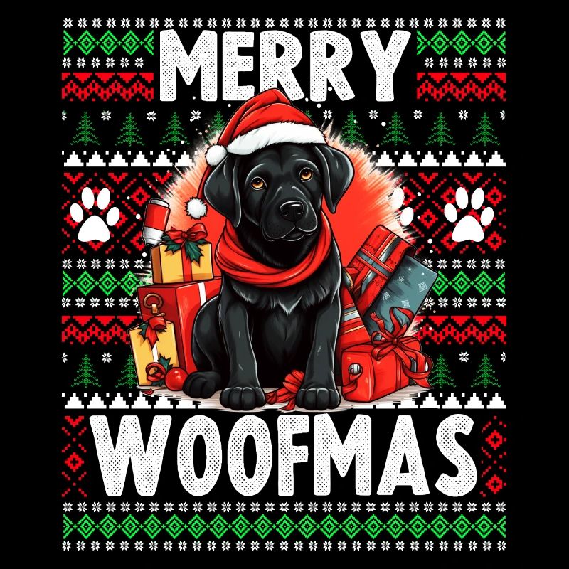 Pull de Noël moche Chien Labrador Noir - Chien Ch