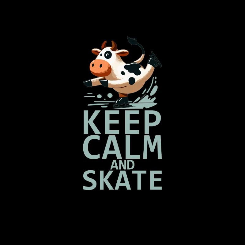 Comic Kuh Eislaufen - Keep Calm and Skate