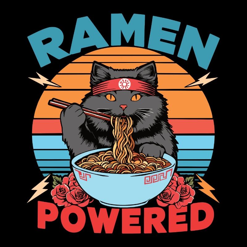 Ramen Powered Cat , coloré