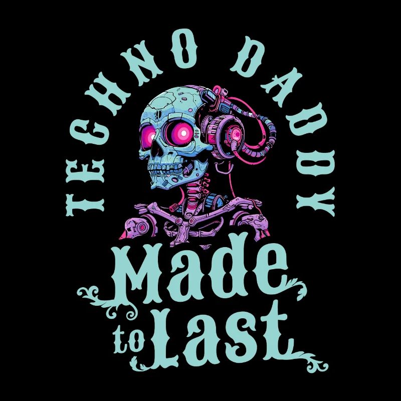 Techno Raver Skeleton Fathers Day Dad