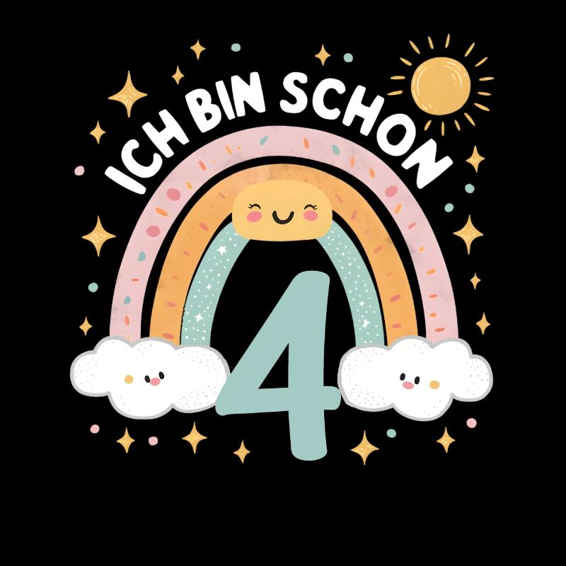 4. Geburtstag Geburtstagsshirt Regenbogen Wolke