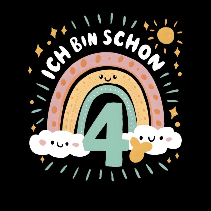 4. Geburtstag Geburtstagsshirt Regenbogen Wolke