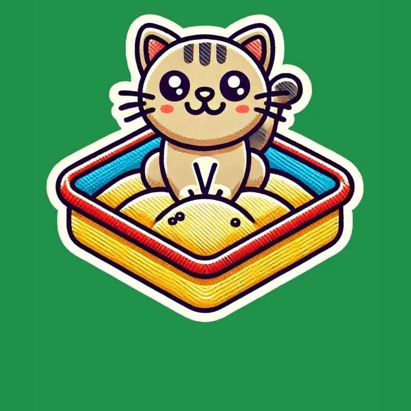Chat mignon assis dans le bac à sable Style Patch
