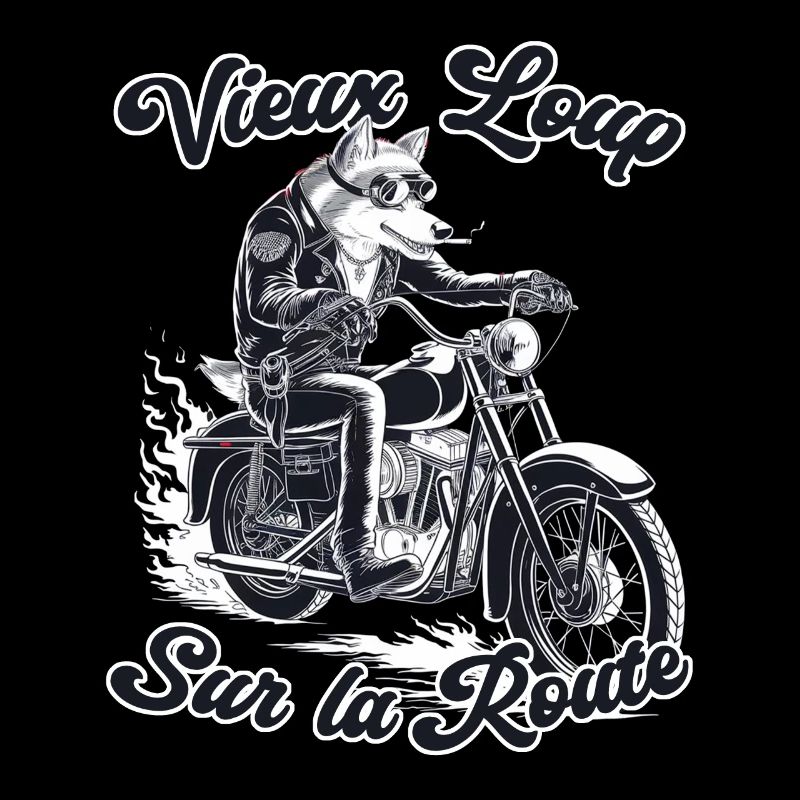 Old Wolf Biker On The Road - Biker