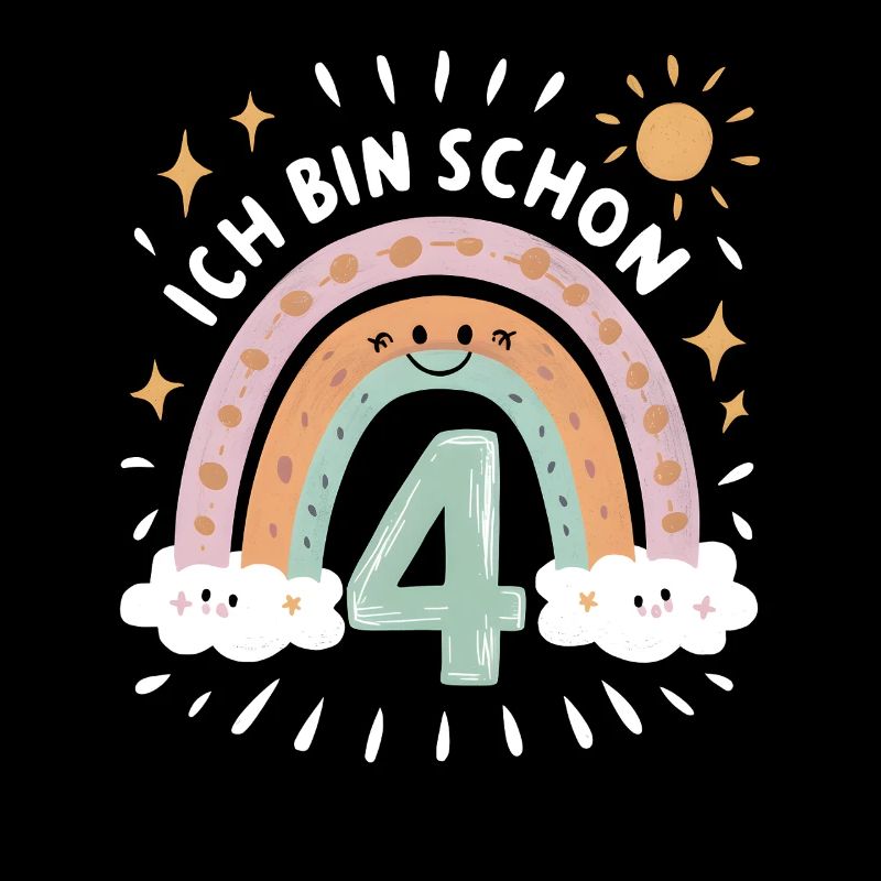 4. Geburtstag Geburtstagsshirt Regenbogen Wolke