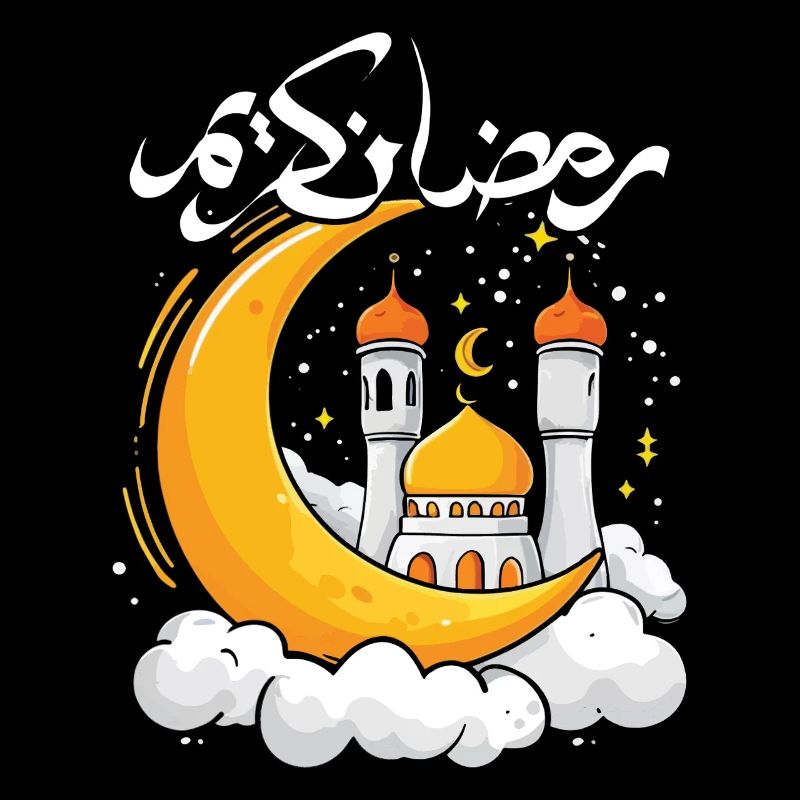 Eid Mubarak: Mosque and Moon Illustration