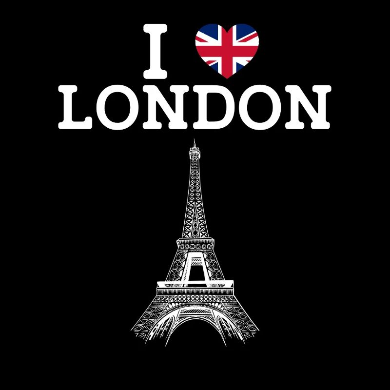 J’aime Londres Tour Eiffel Cool Heart Drapeau Angleterre