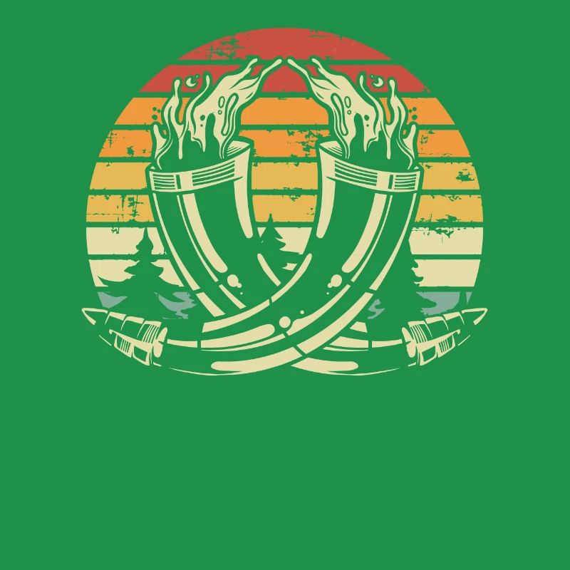Zwei Wikingerhörner In Retro farbe