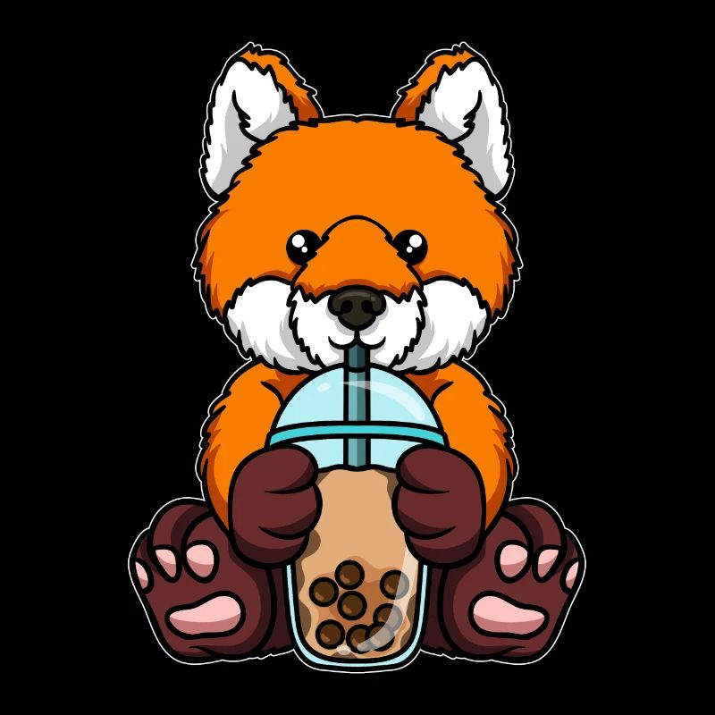 Fuchs trinkt Bubble Tea