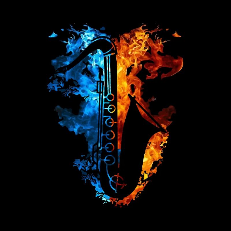 Fire Saxophone Flames Saxophonist Wind Music