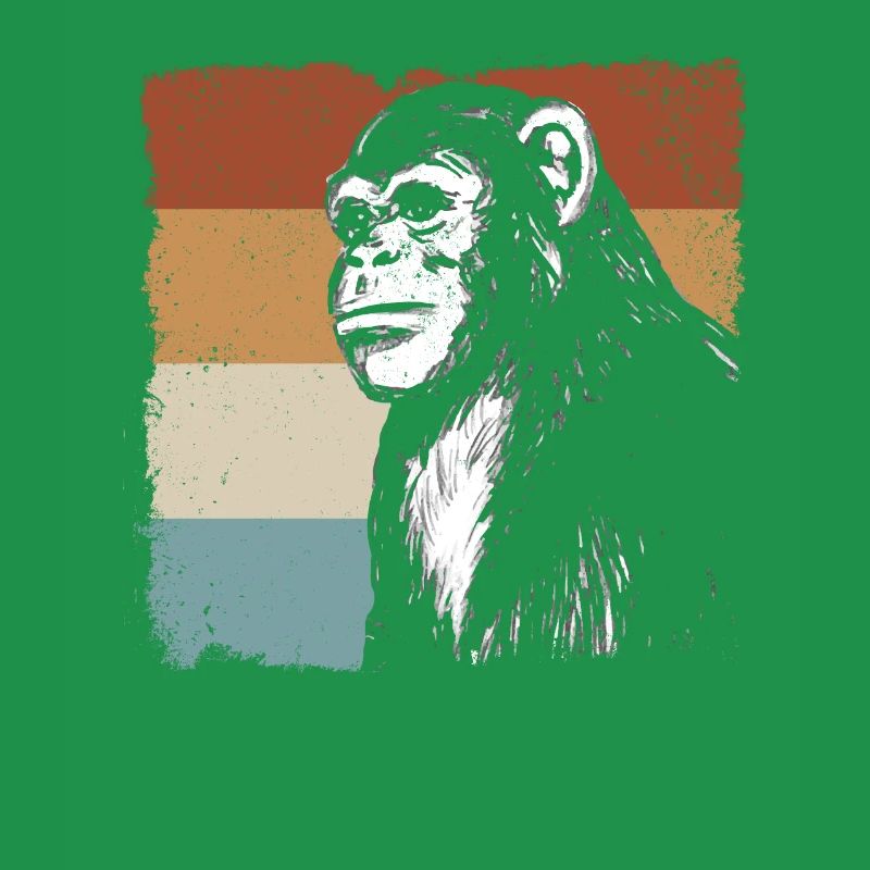 Monkey Chimpanzee Orangutan Monkey - Retro Monkey