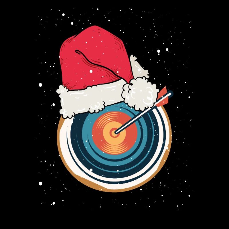 Archery target with Christmas hat